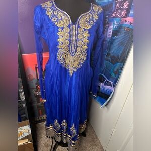 Middle Eastern Size Medium(44)Royal Blue Event Tunic+Adjustable Pants+Sheer Veil